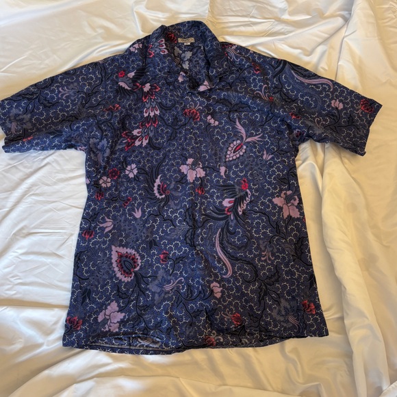 Popiler Purple Batik Men’s Button up SS Camp Shirt Men’s 2XL Beach Polynesian - Picture 4 of 7